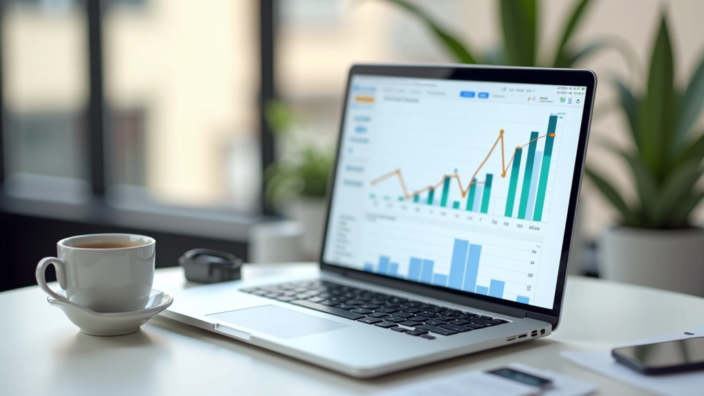 Données financières durables et tableaux de bord d'analyse ESG sur écran d'ordinateur avec environnement de travail moderne